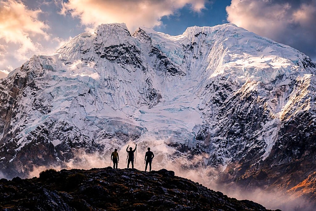 Trekking Apu Salkantay con vista al nevado Salkantay camino a Machu Picchu, Royal Adventure Perú