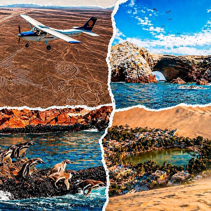 lineas de nazca paracas islas ballestas pingüinos humboldt huacachina oasis desierto peru turismo costa sur